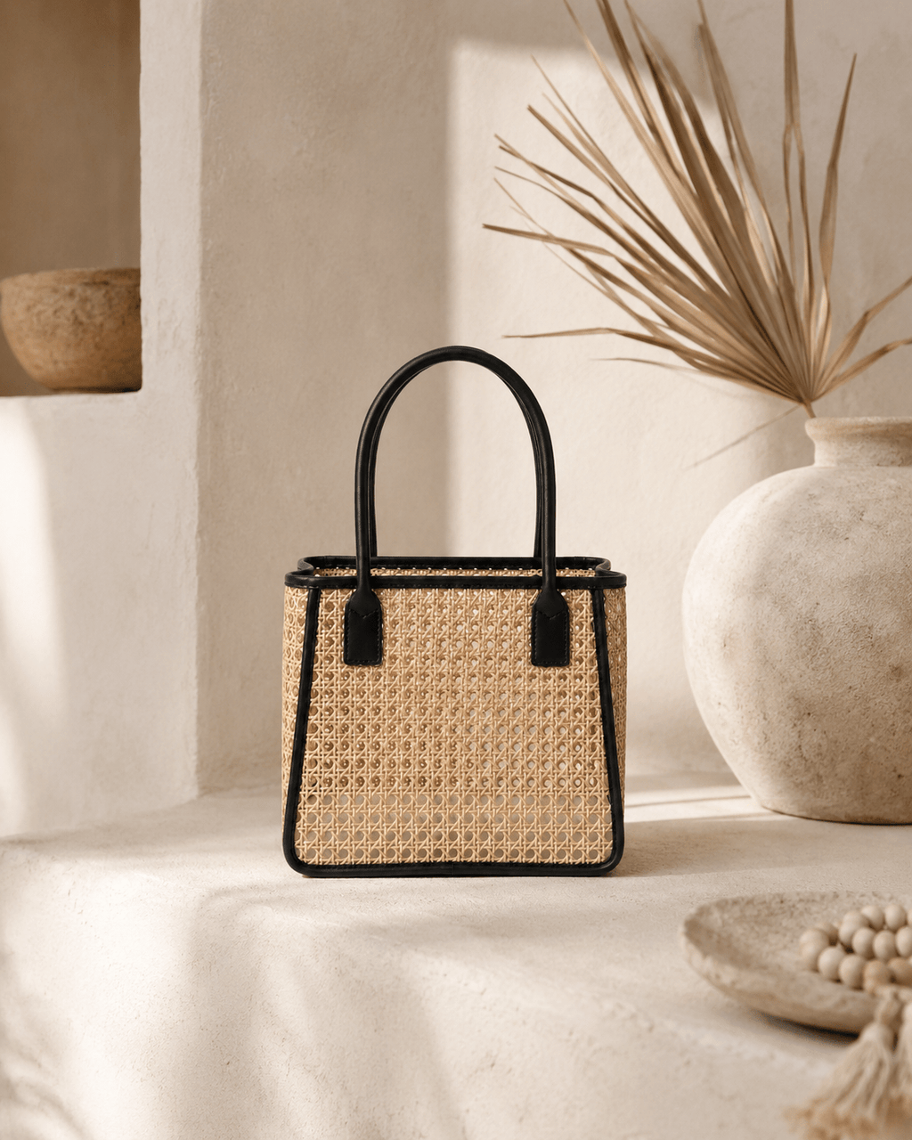 Citra Leather and Rattan Tote Bag - Che Cose Belle