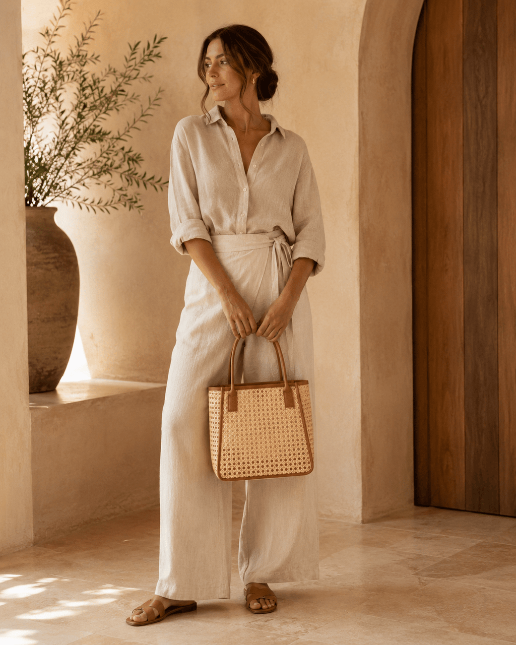 Citra Leather and Rattan Tote Bag - Che Cose Belle
