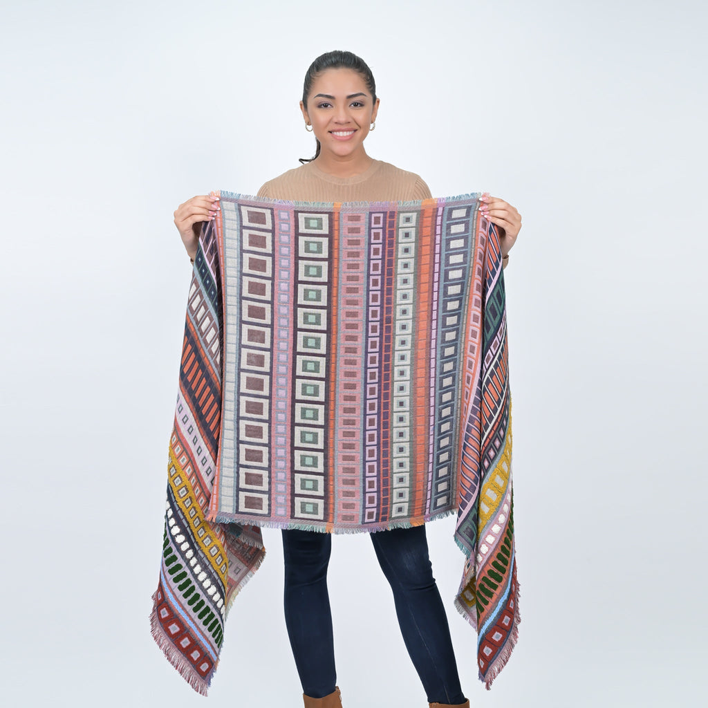 City Lines Stripe Embroidered Scarf - Coral - Che Cose Belle