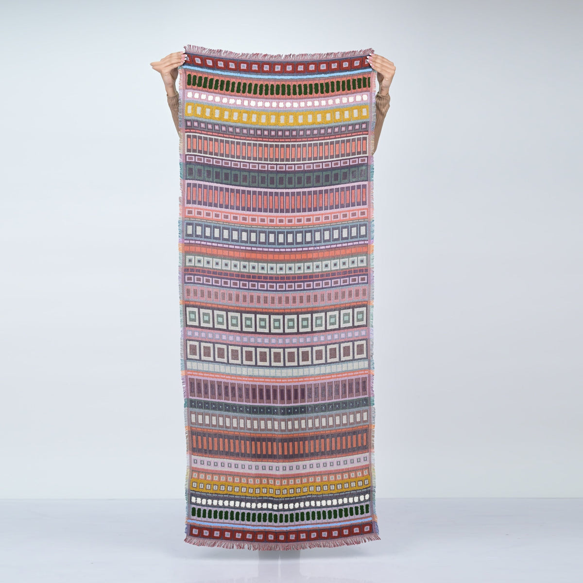 City Lines Stripe Embroidered Scarf - Coral - Che Cose Belle