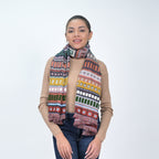 City Lines Stripe Embroidered Scarf - Coral - Che Cose Belle