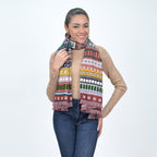 City Lines Stripe Embroidered Scarf - Coral - Che Cose Belle