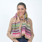 City Lines Stripe Embroidered Scarf - Moss Green - Che Cose Belle