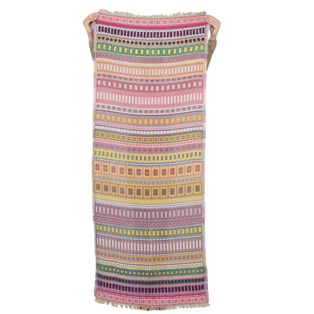City Lines Stripe Embroidered Scarf - Moss Green - Che Cose Belle