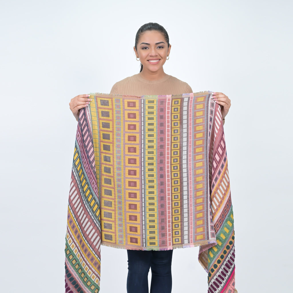 City Lines Stripe Embroidered Scarf - Moss Green - Che Cose Belle