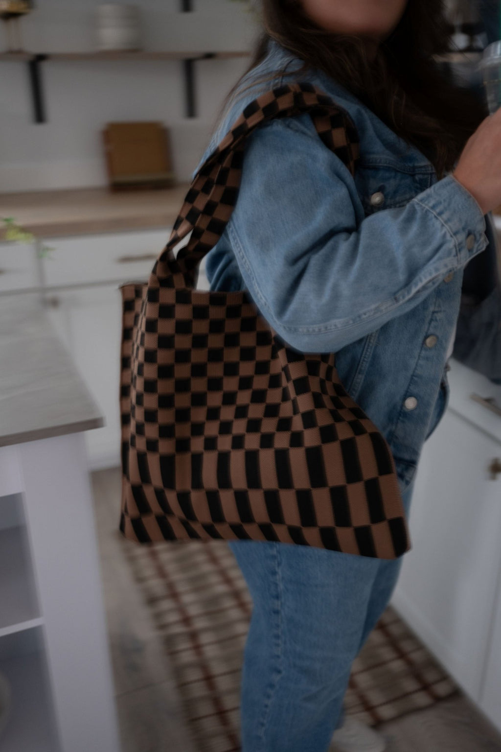 Classic Checkered Skinny Tote - Che Cose Belle