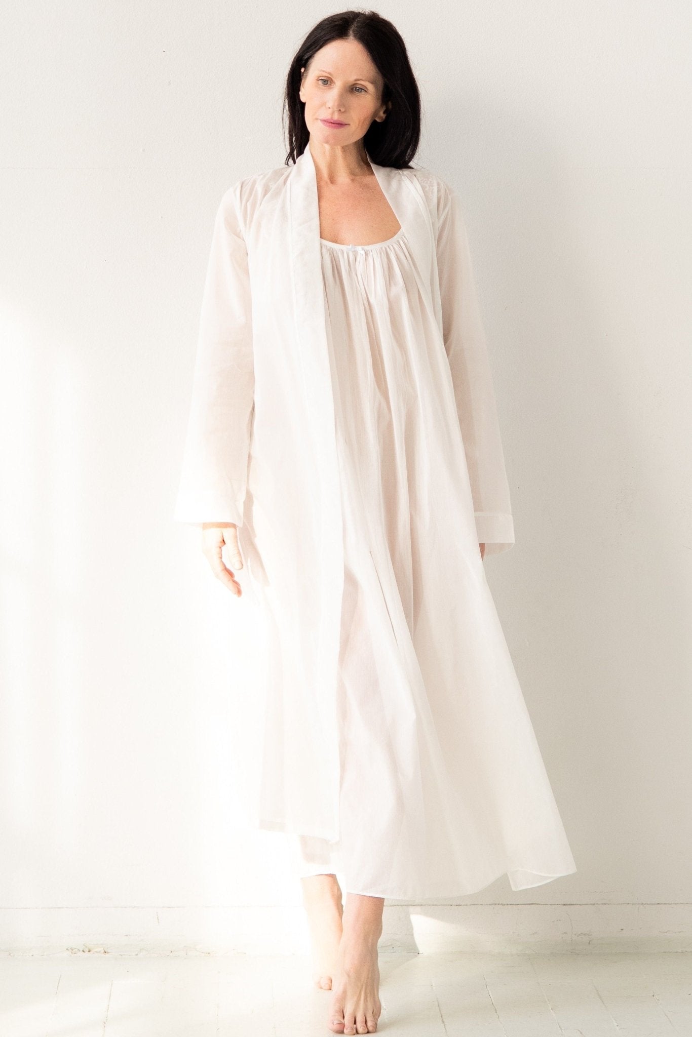 Classic Long Sheer Cotton - Silk Robe - Che Cose Belle