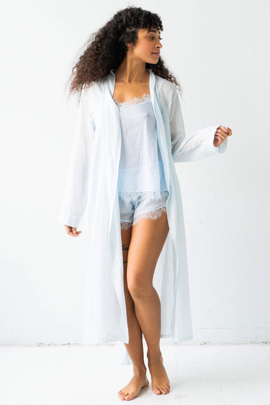 Classic Long Sheer Cotton - Silk Robe - Che Cose Belle