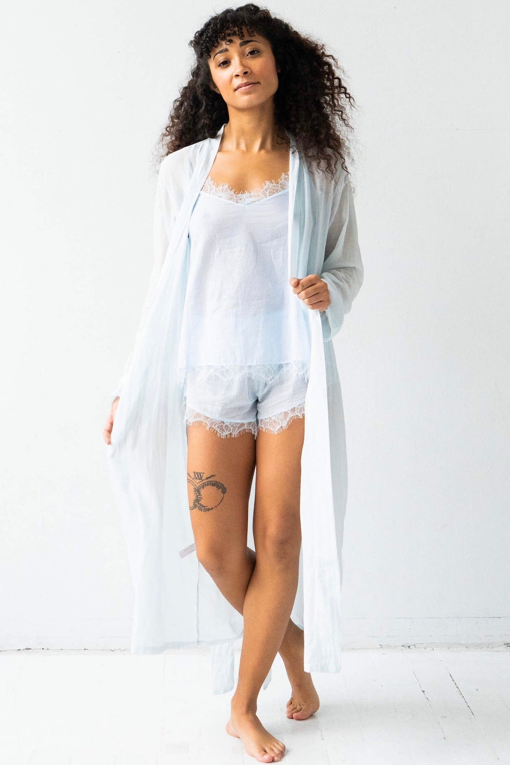Classic Long Sheer Cotton - Silk Robe - Che Cose Belle