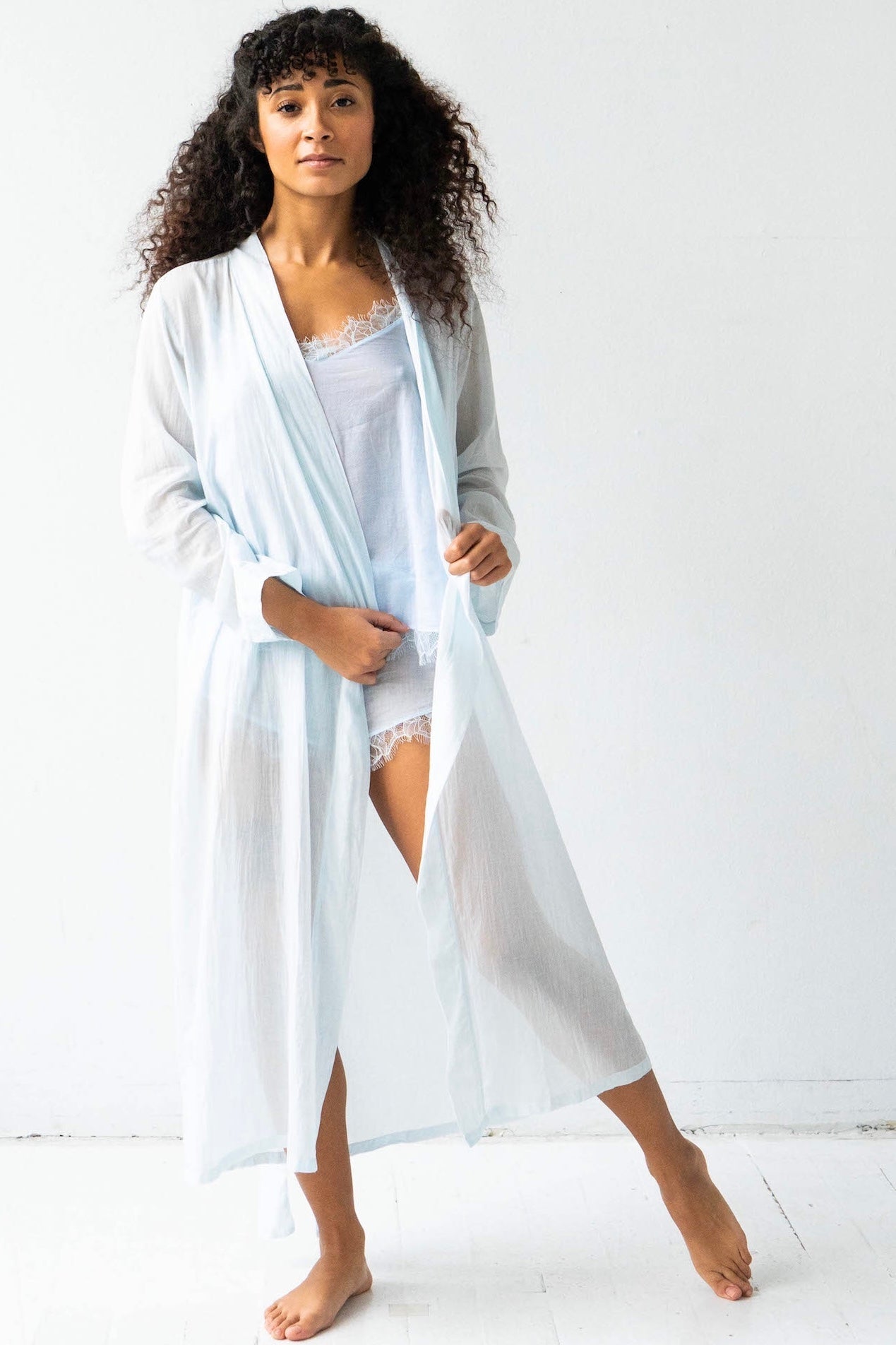 Classic Long Sheer Cotton - Silk Robe - Che Cose Belle