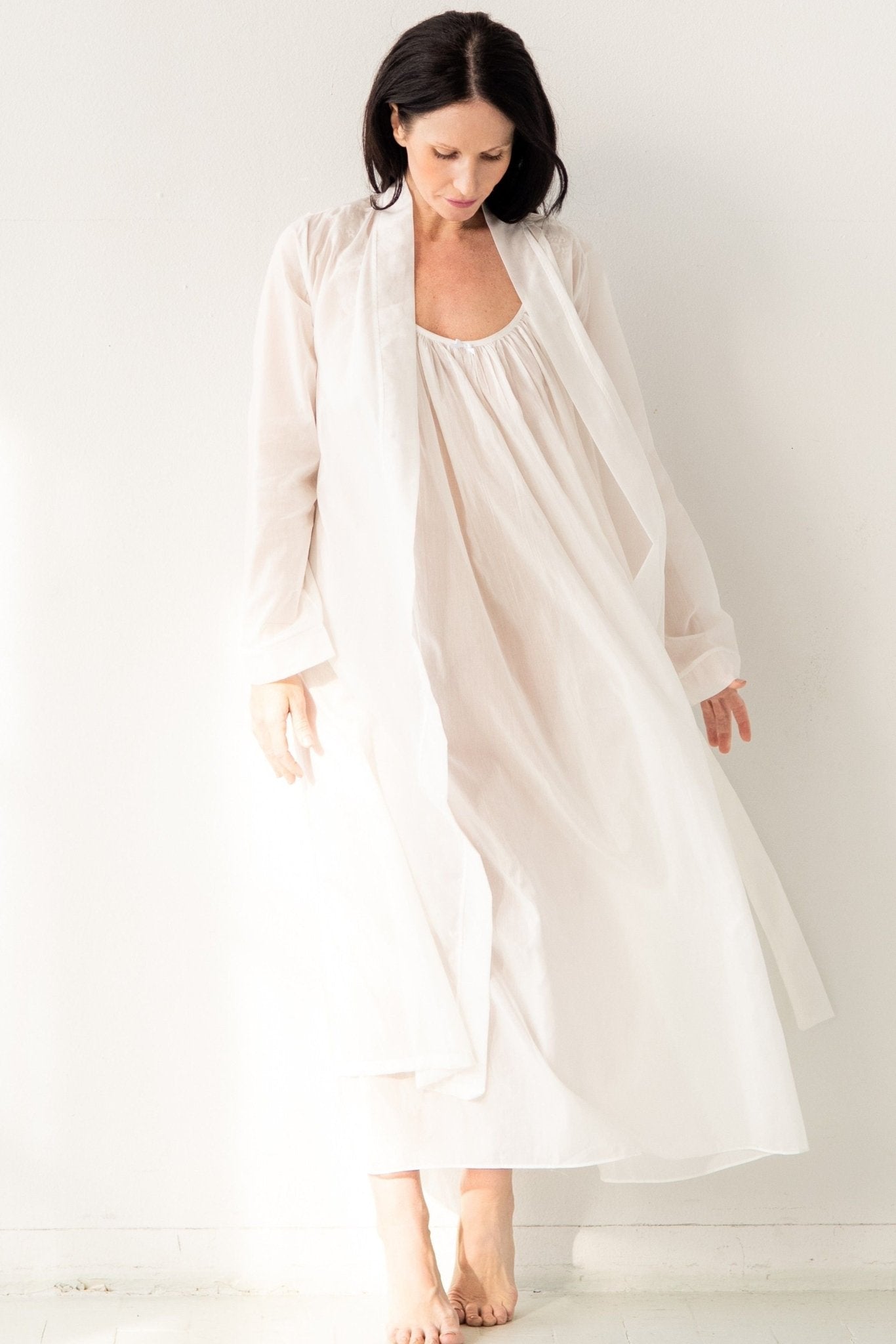 Classic Long Sheer Cotton - Silk Robe - Che Cose Belle