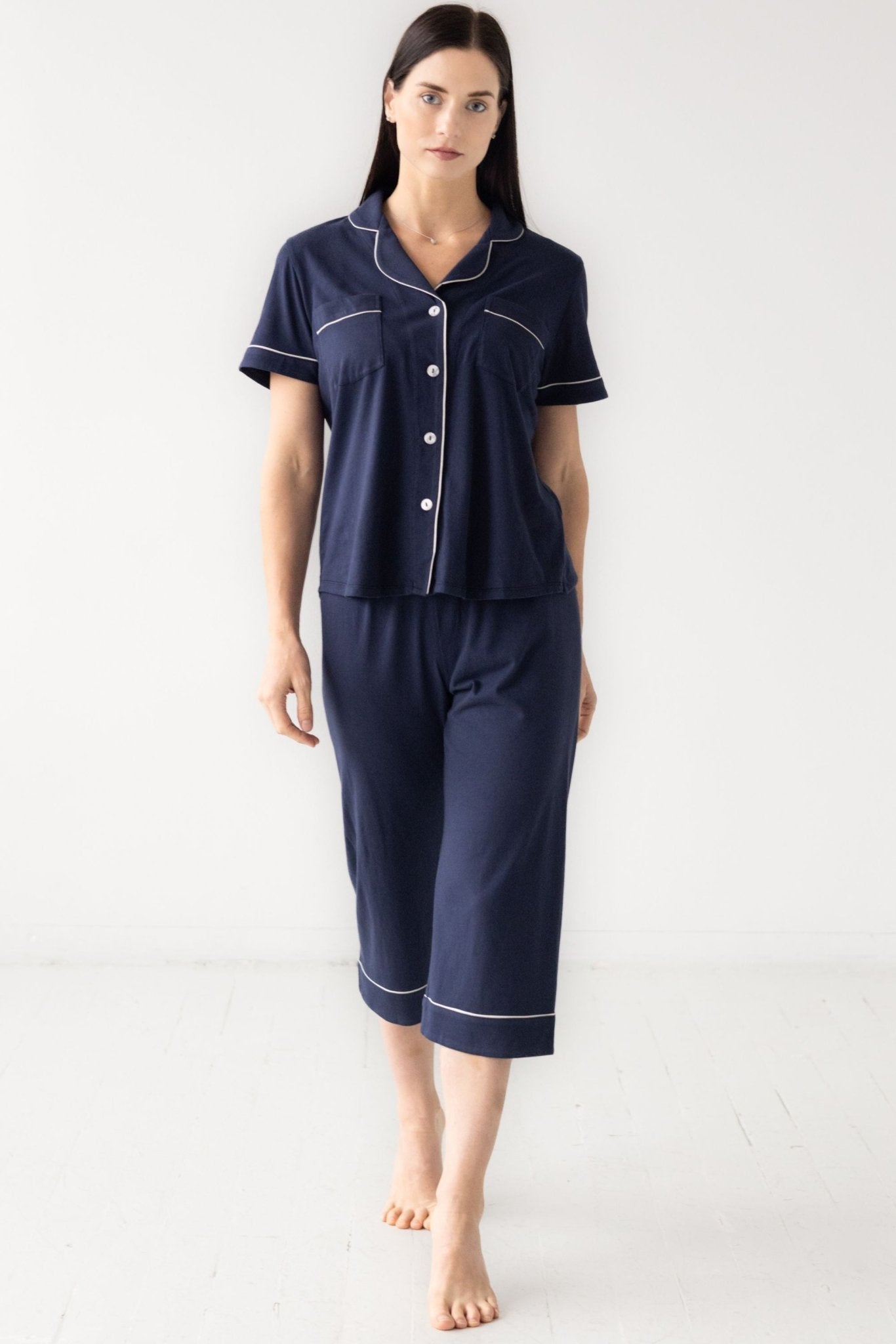 Classic Luxury Capri Pajamas in Brushed Pima Cotton - Che Cose Belle