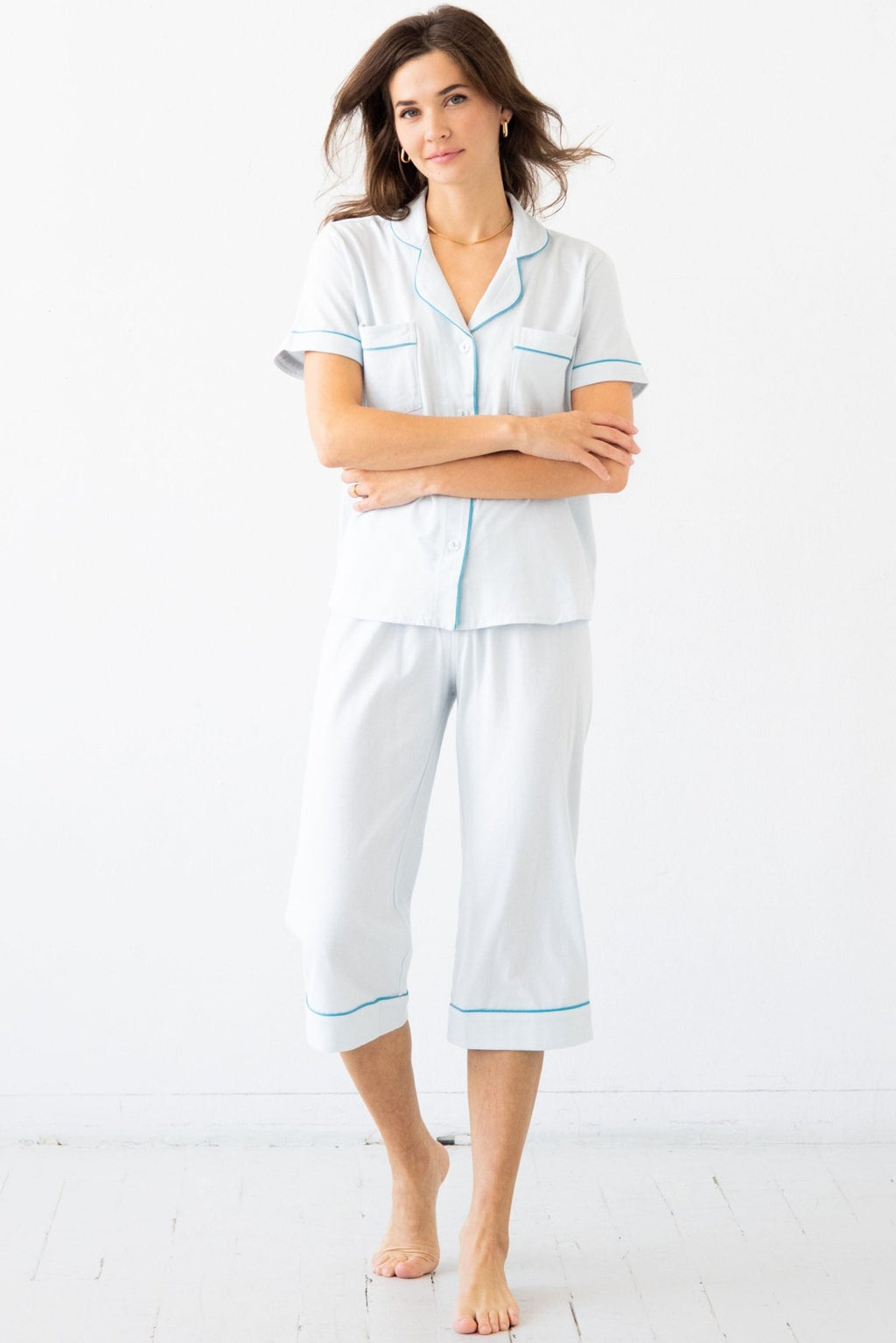 Classic Luxury Capri Pajamas in Brushed Pima Cotton - Che Cose Belle