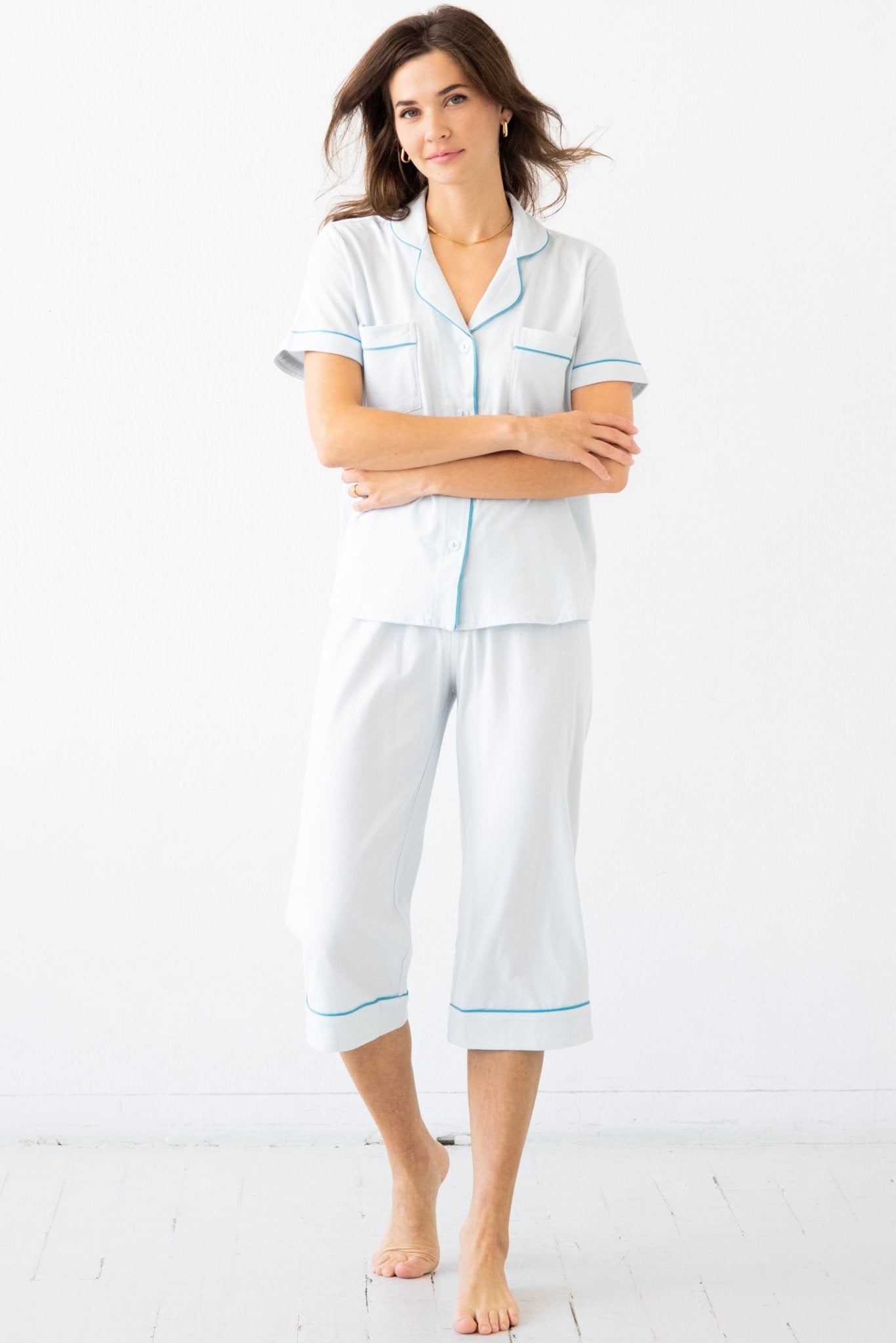 Classic Luxury Capri Pajamas in Brushed Pima Cotton - Che Cose Belle