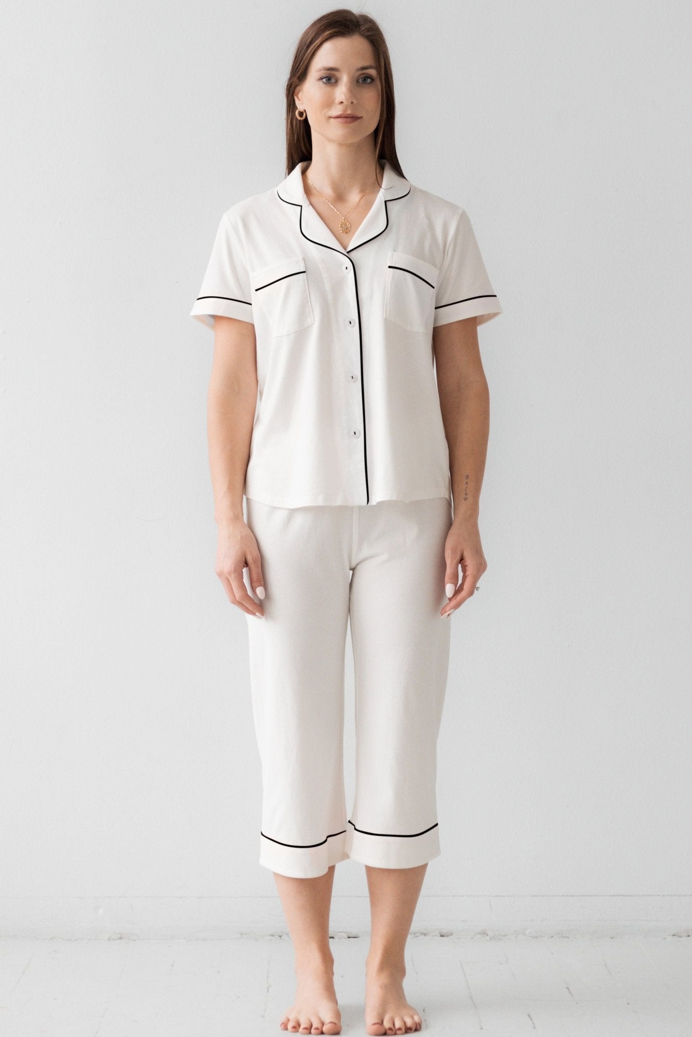 Classic Luxury Capri Pajamas in Brushed Pima Cotton - Che Cose Belle