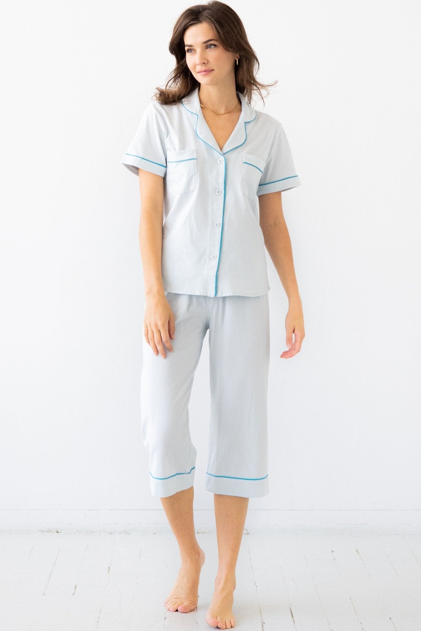 Classic Luxury Capri Pajamas in Brushed Pima Cotton - Che Cose Belle