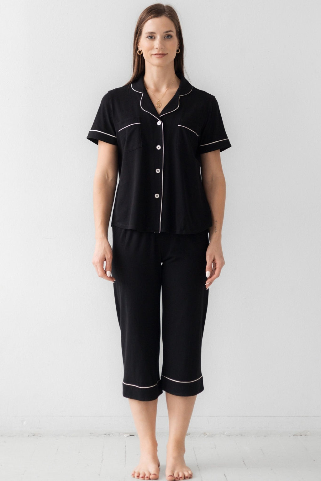 Classic Luxury Capri Pajamas in Brushed Pima Cotton - Che Cose Belle