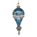 Clear Etched Blown Glass Hot Air Balloon - Blue - Che Cose Belle