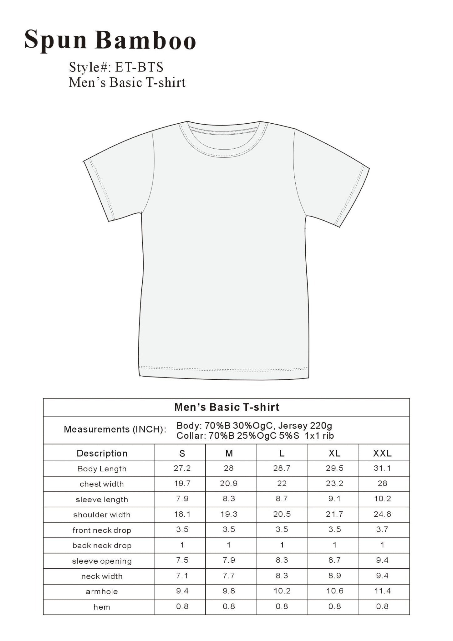 Clearance Men's Bamboo Short Sleeve T-Shirt - Classic Cut - Che Cose Belle