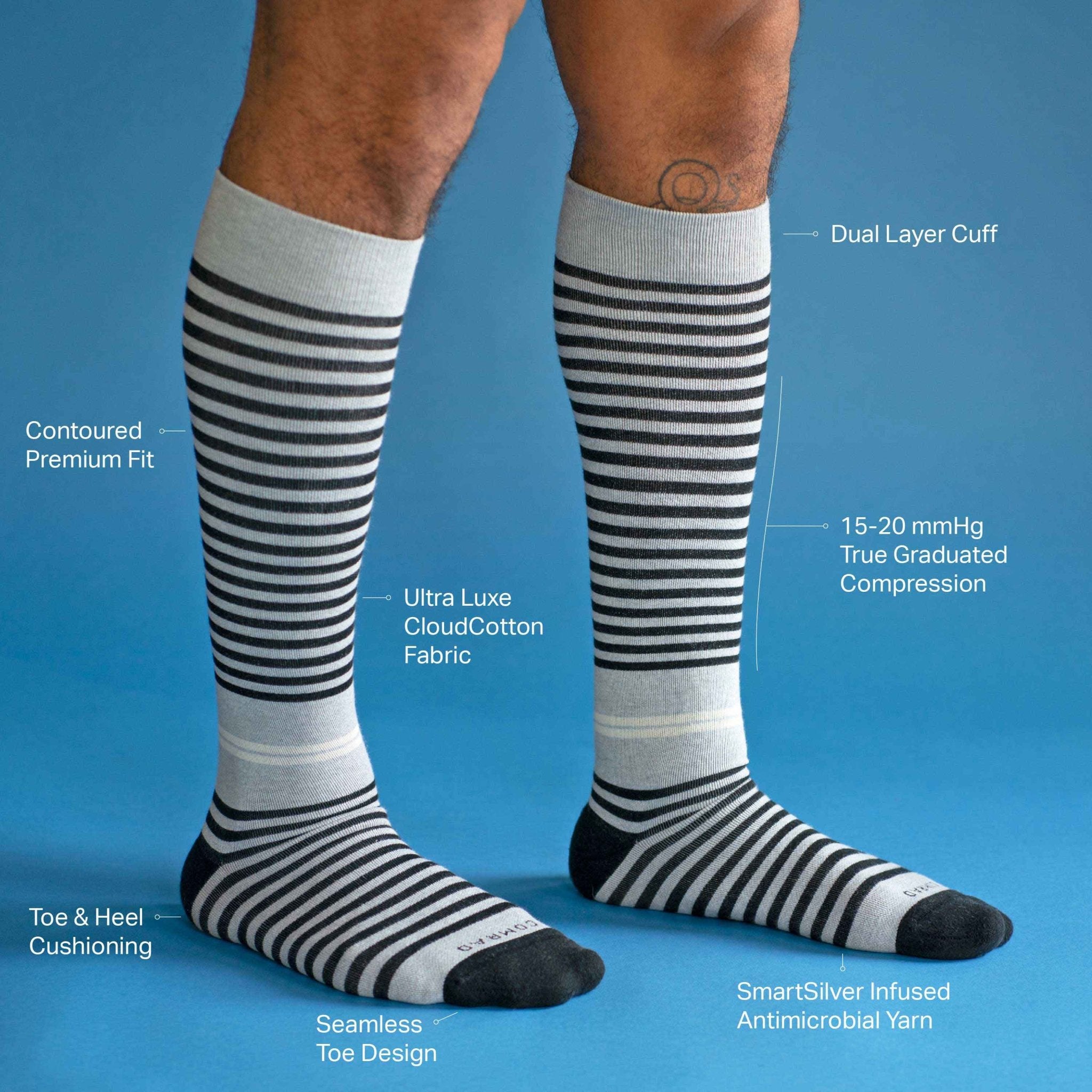 CloudCotton Compression Socks - Black/Grey - Che Cose Belle