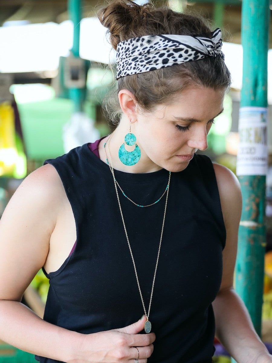 Cloudy Waters Painted Earrings - Turquoise - Che Cose Belle