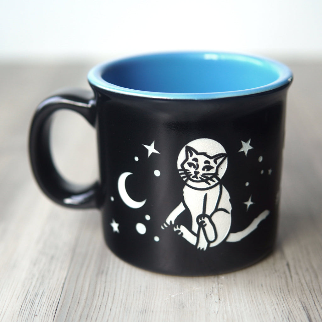Space Cat Camp Mug - Dishwasher-Safe, Microwave-Safe