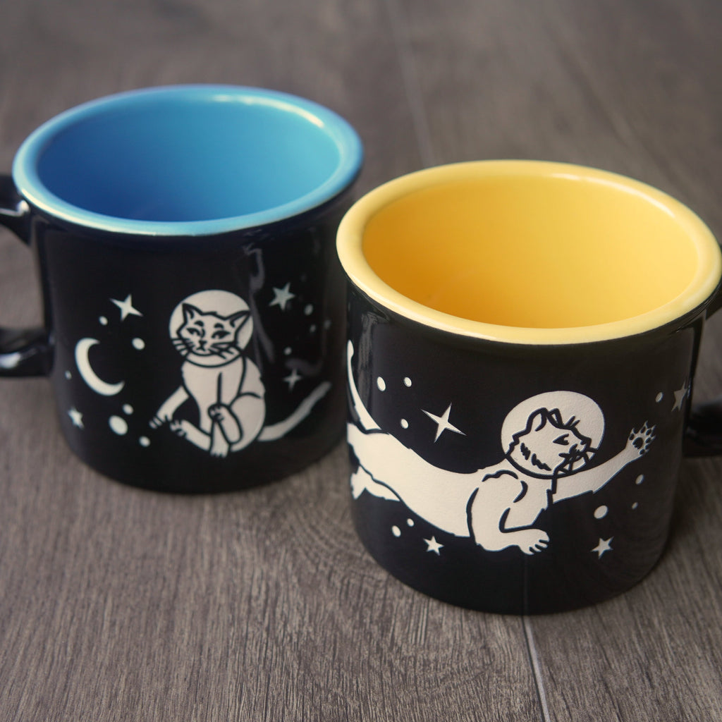Space Cat Camp Mug - Dishwasher-Safe, Microwave-Safe