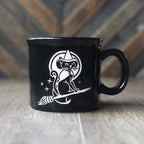 Witch Cat Halloween Camp Mug - made in USA ceramic