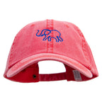 Lineal Elephant Embroidered Big Size Washed Pigment Dyed Cap