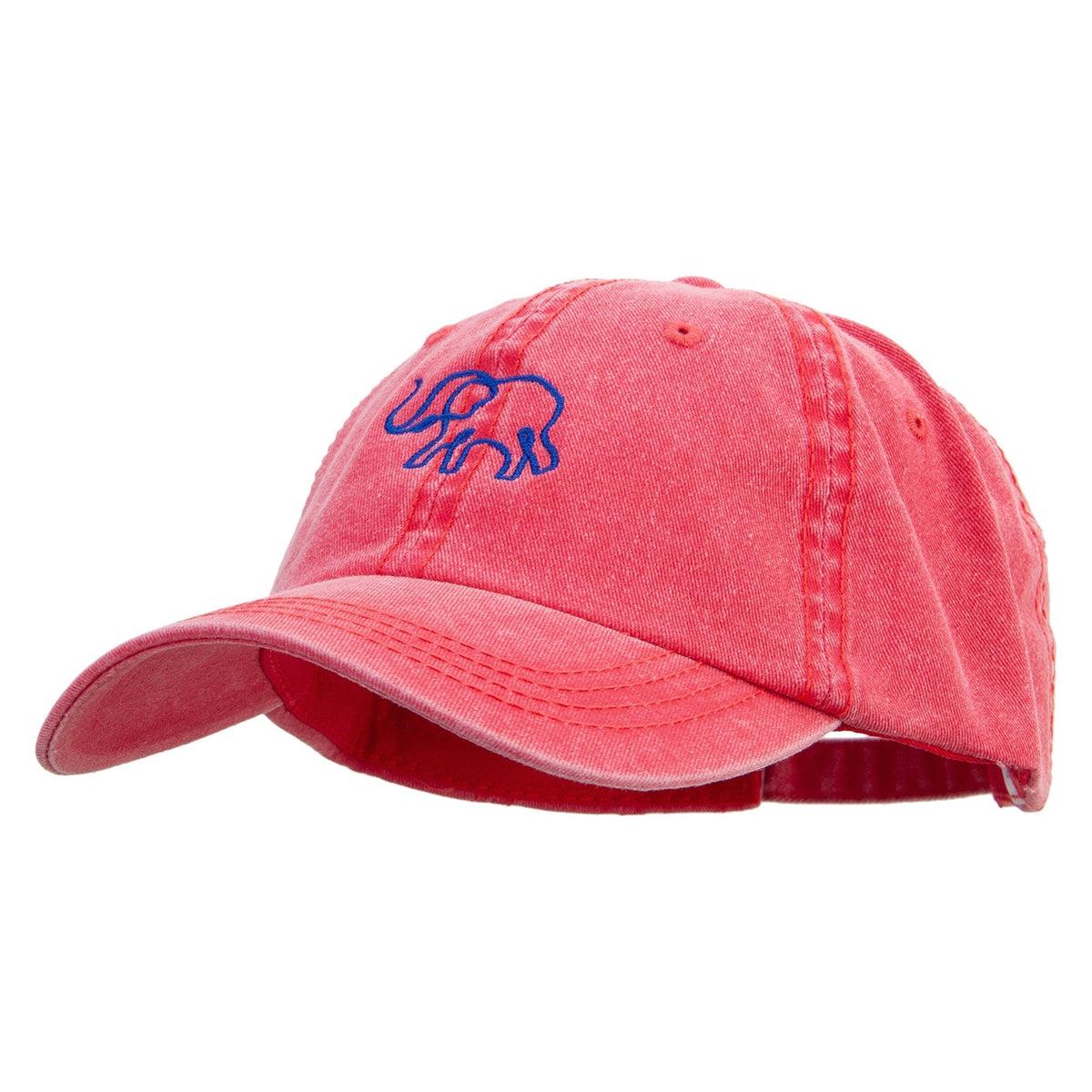 Lineal Elephant Embroidered Big Size Washed Pigment Dyed Cap