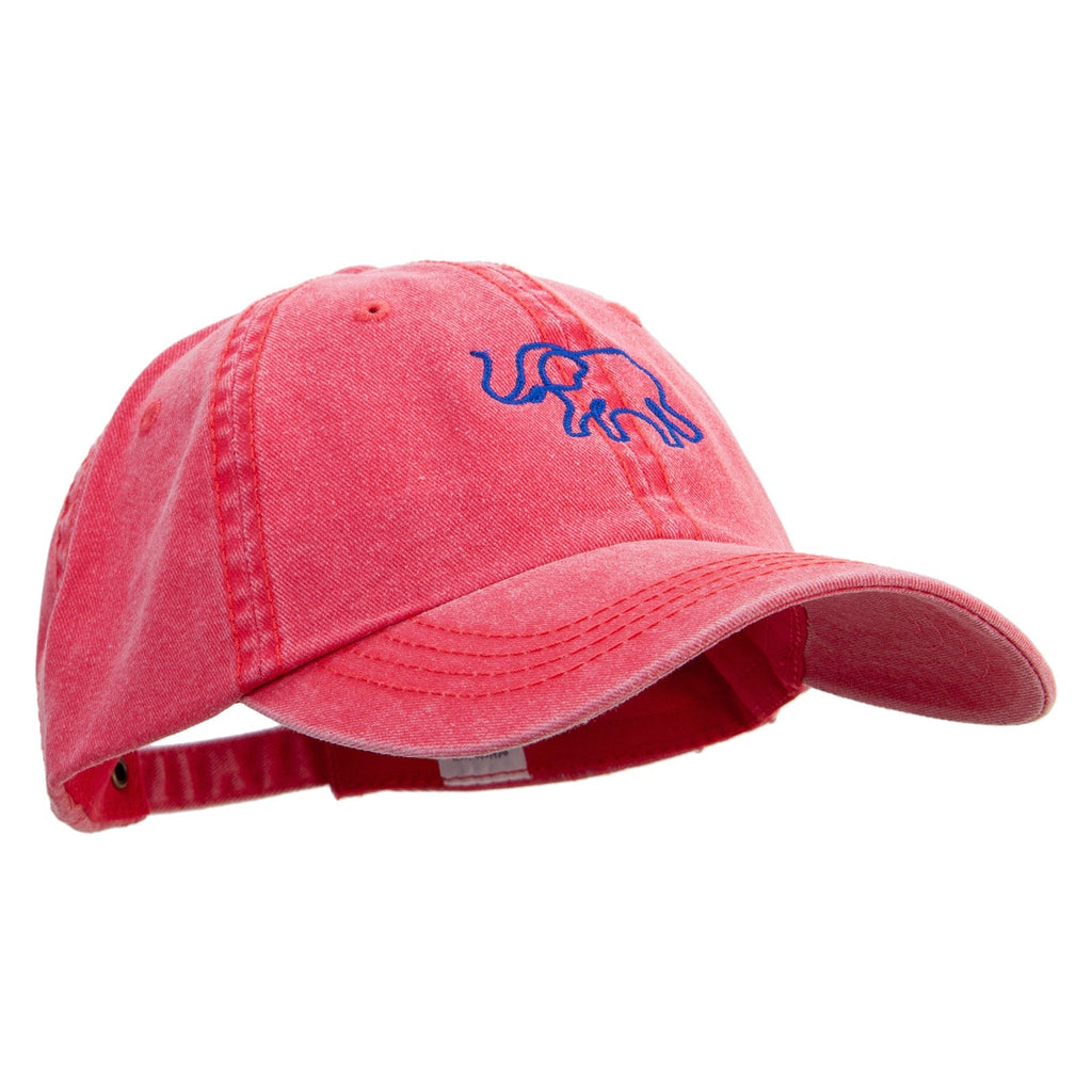 Lineal Elephant Embroidered Big Size Washed Pigment Dyed Cap