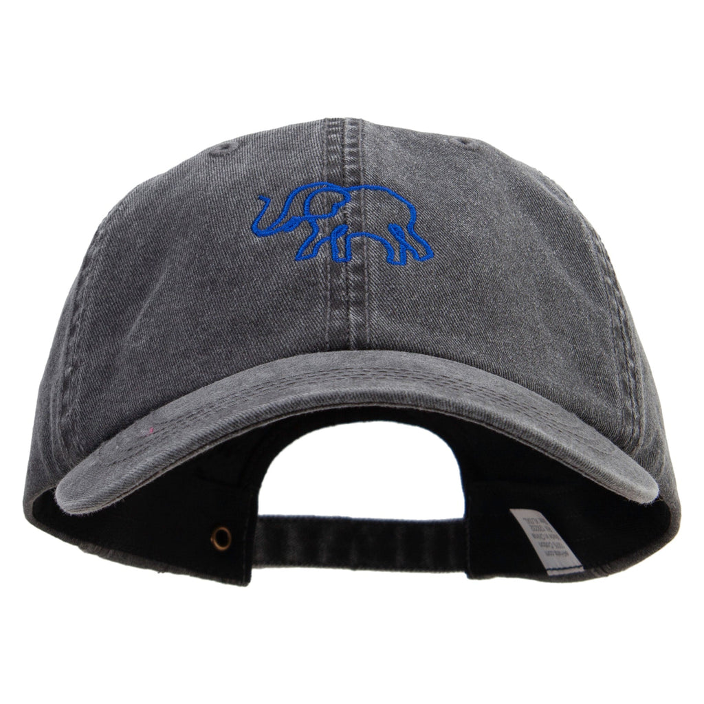 Lineal Elephant Embroidered Big Size Washed Pigment Dyed Cap