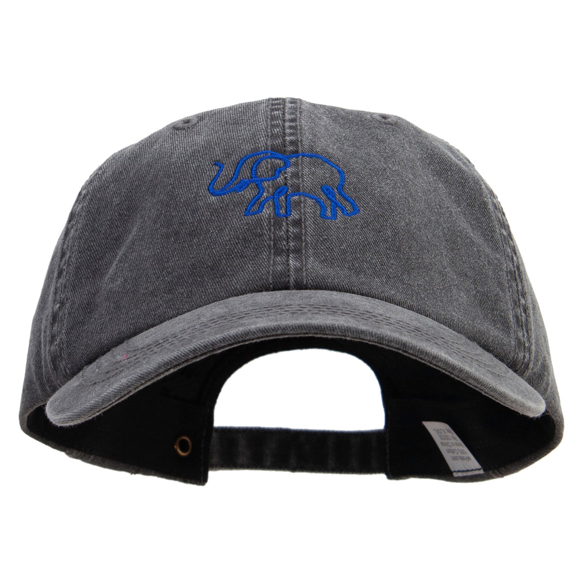 Lineal Elephant Embroidered Big Size Washed Pigment Dyed Cap