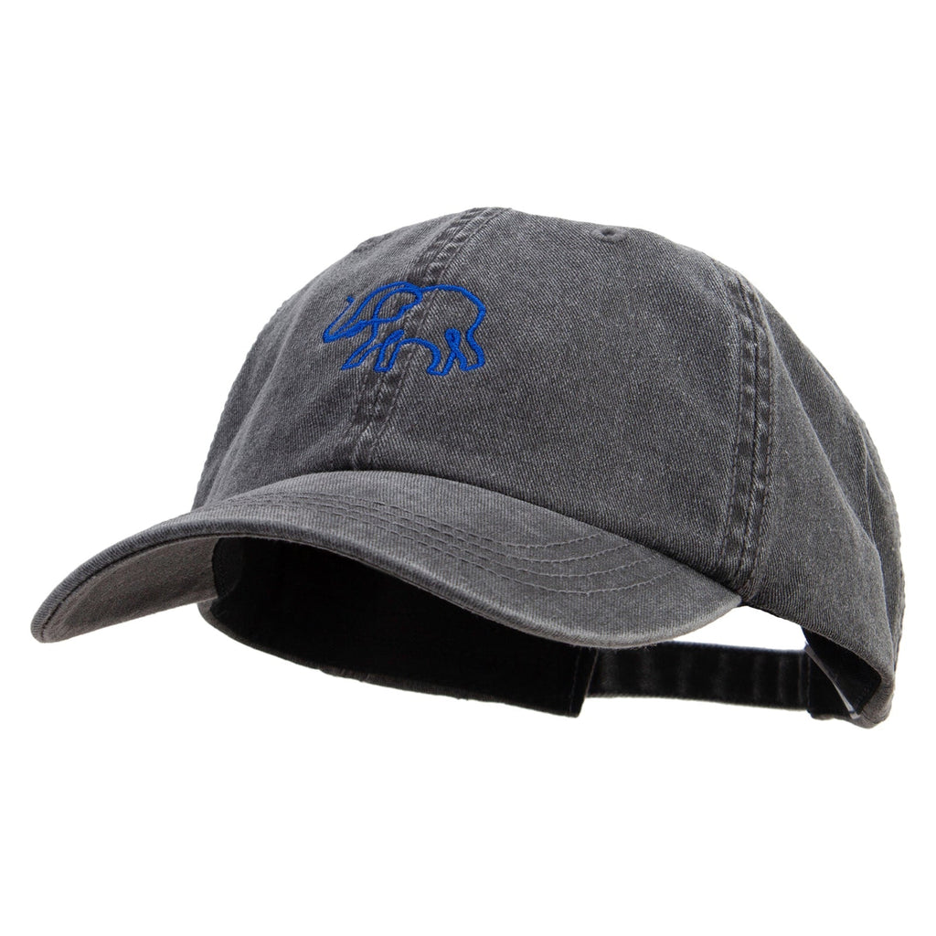 Lineal Elephant Embroidered Big Size Washed Pigment Dyed Cap