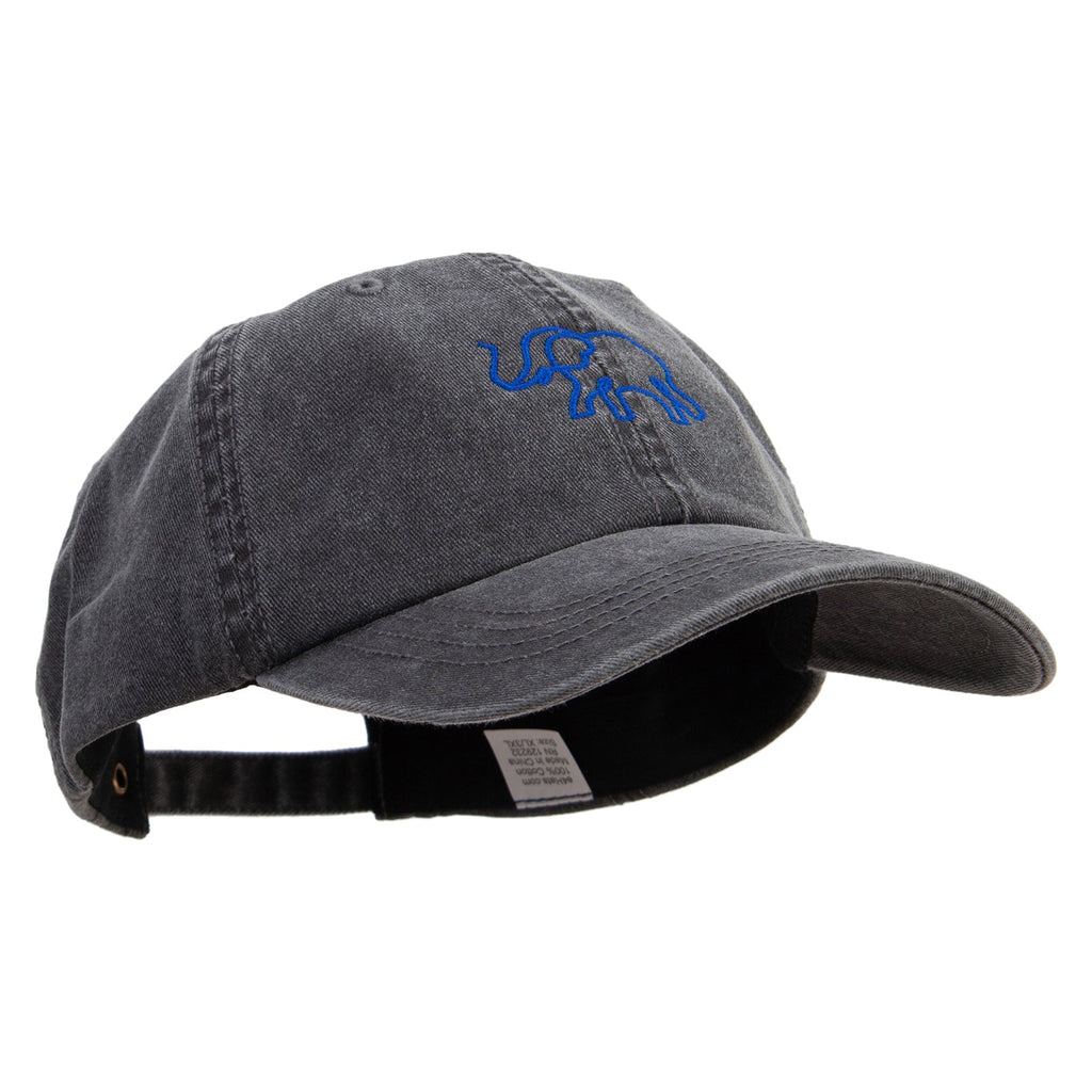 Lineal Elephant Embroidered Big Size Washed Pigment Dyed Cap