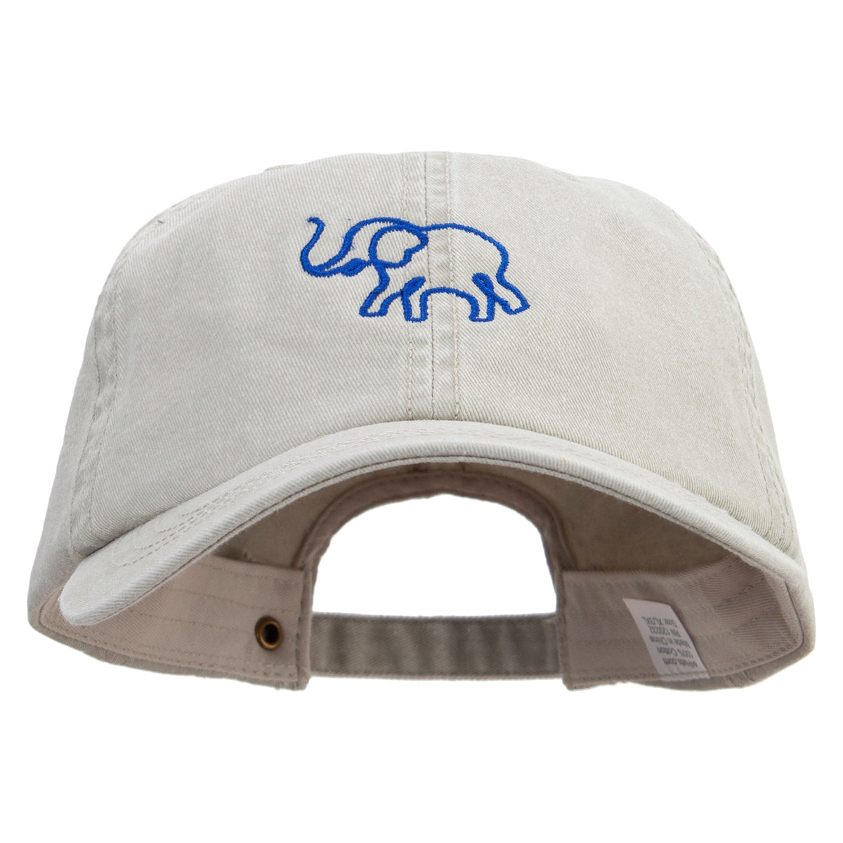 Lineal Elephant Embroidered Big Size Washed Pigment Dyed Cap
