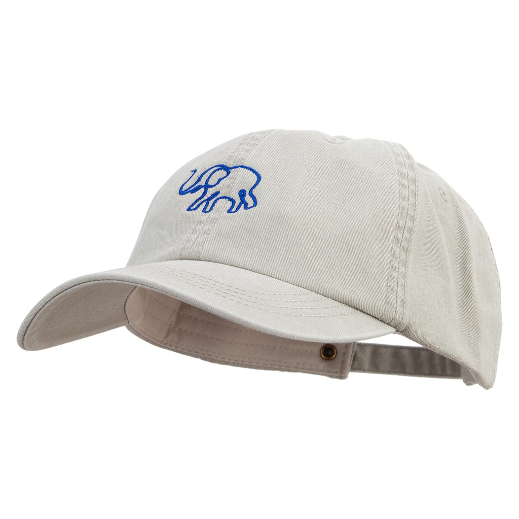 Lineal Elephant Embroidered Big Size Washed Pigment Dyed Cap