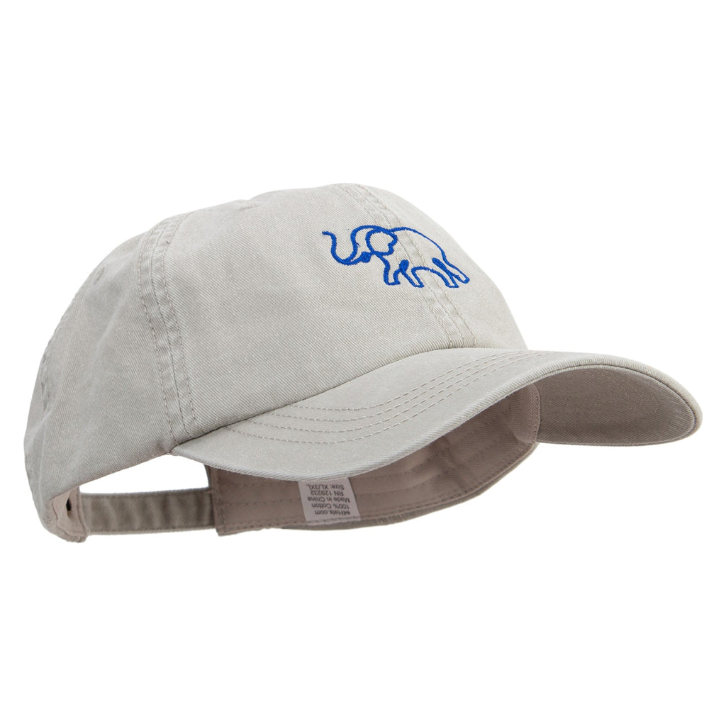 Lineal Elephant Embroidered Big Size Washed Pigment Dyed Cap