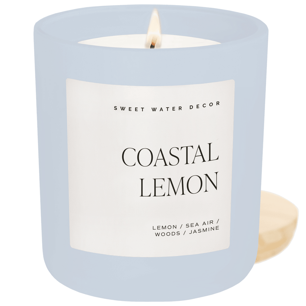 Coastal Lemon Soy Candle - Blue Matte Jar - 15 oz - Che Cose Belle