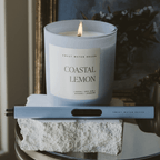 Coastal Lemon Soy Candle - Blue Matte Jar - 15 oz - Che Cose Belle