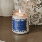 Coastal Lemon Soy Candle - Clear Patterned Jar - 9 oz - Che Cose Belle