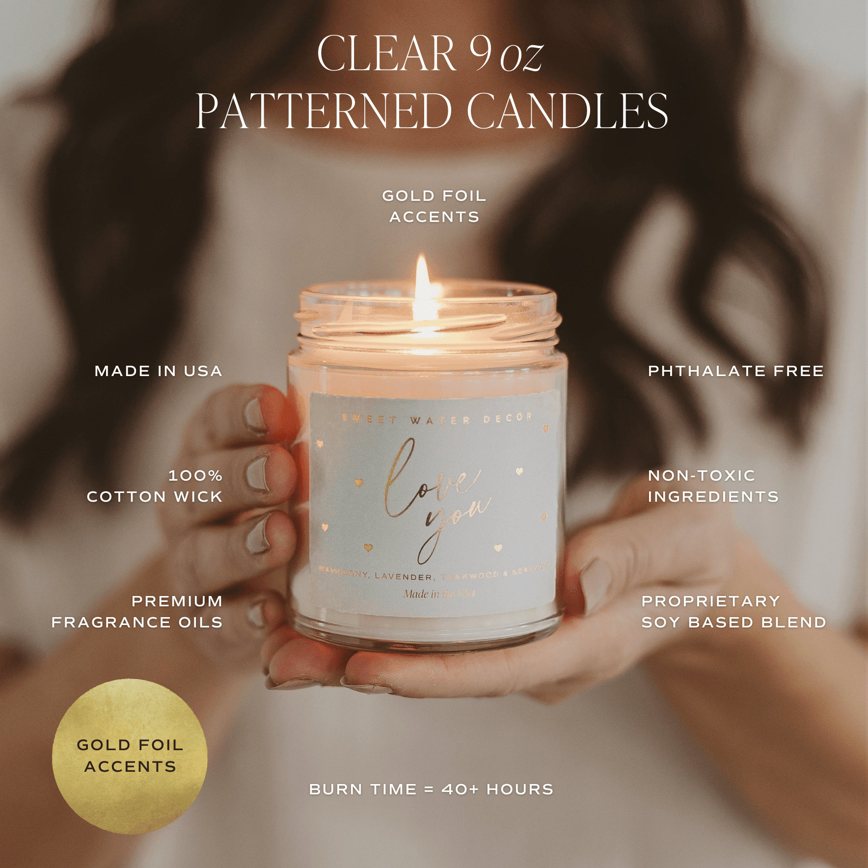 Coastal Lemon Soy Candle - Clear Patterned Jar - 9 oz - Che Cose Belle