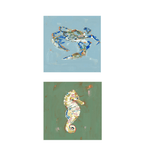 Coastal Love Blue Crab Turtle Seahorse Fine Art Print - Che Cose Belle