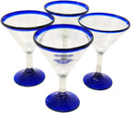 Cobalt Blue Rim Margarita Glasses - Martini Style - Set of 4 - Che Cose Belle
