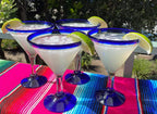 Cobalt Blue Rim Margarita Glasses - Martini Style - Set of 4 - Che Cose Belle