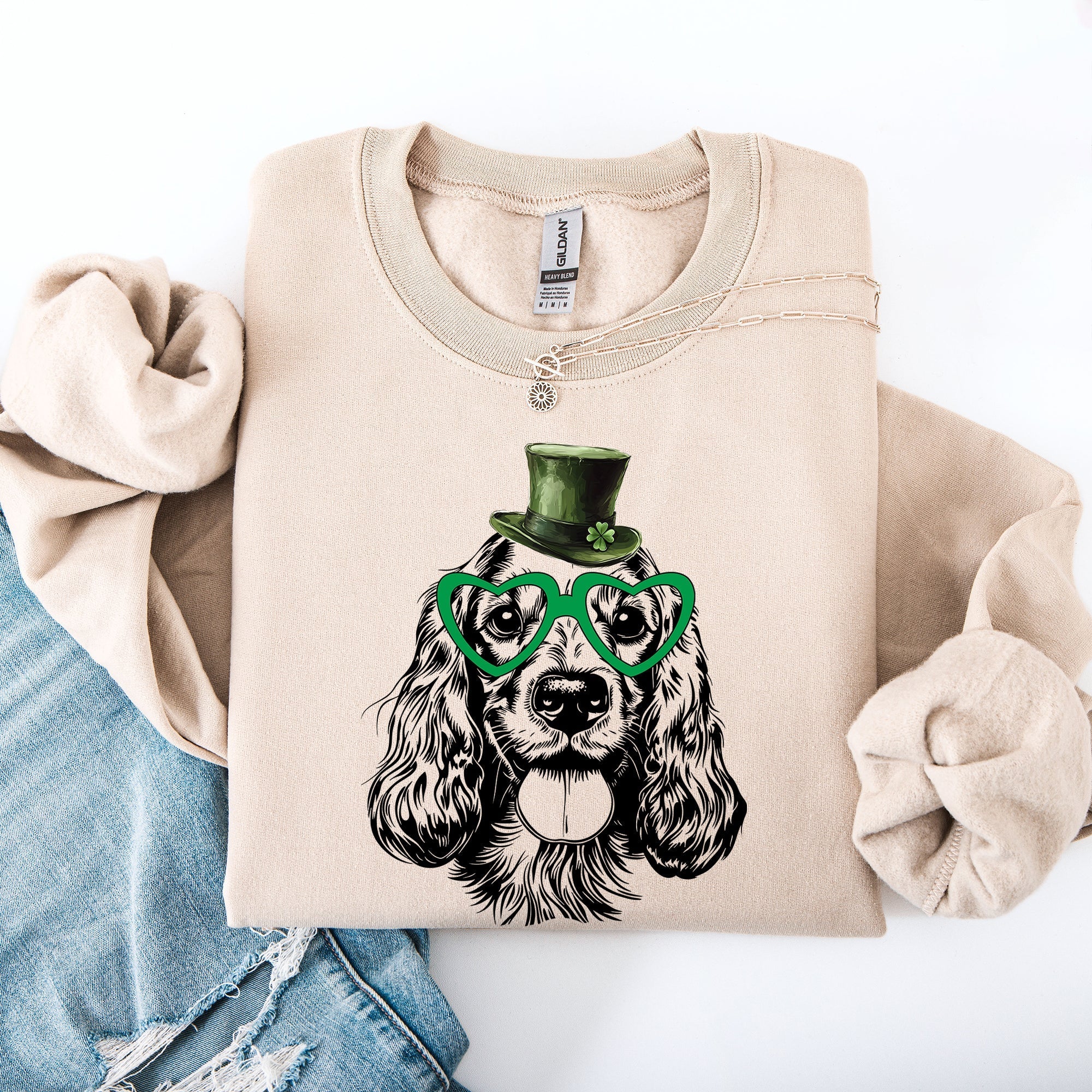 Cocker Spaniel, Adorable Dog, St Patrick's Day, Lucky, Irish Sweatshirt - Che Cose Belle