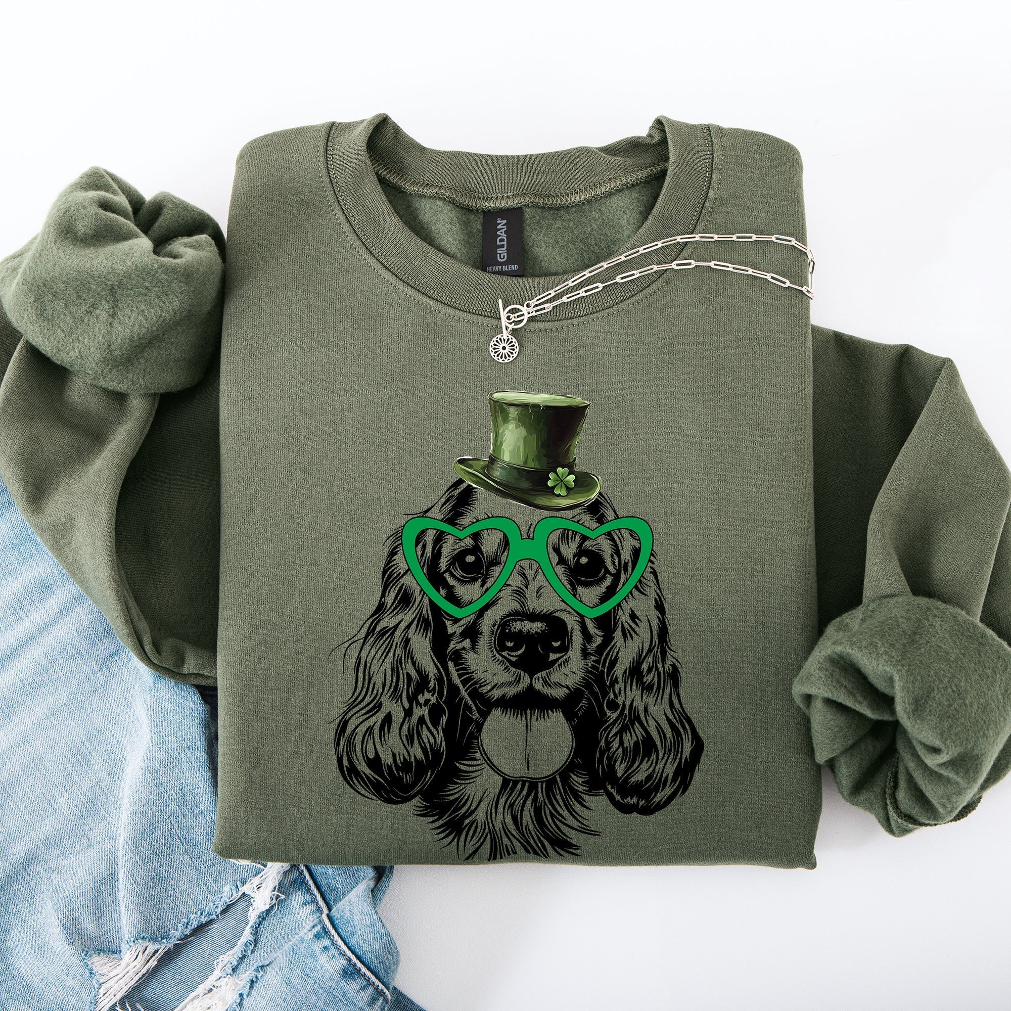 Cocker Spaniel, Adorable Dog, St Patrick's Day, Lucky, Irish Sweatshirt - Che Cose Belle