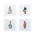 Hand Embroidered Ladies and Gentlemen Cocktail Napkins 6" x 6" (Set of 4)