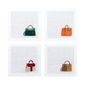 Hand Embroidered Handbags Cocktail Napkins 6" x 6" (Set of 4)