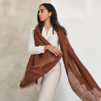 Coco Brown Hand Woven Linen Silk Blend Scarf - Che Cose Belle